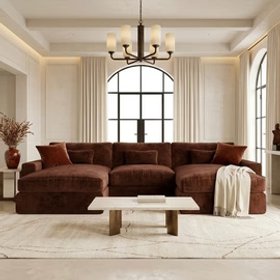 Tribeca Rust Velvet Large U Shape Sofa