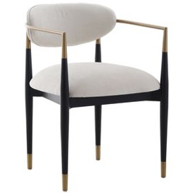 Tamara Cream & Black Dining Chair with Gold Accent