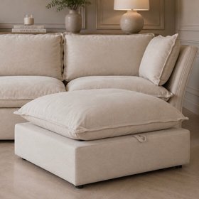 Mallow Coastal Weave Linen Storage Footstool