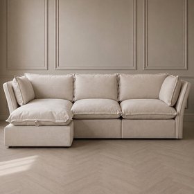 Mallow Coastal Weave Linen 3 Seater Sofa with Storage Footstool