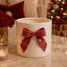 Decorative Planter with Red Bow