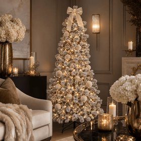 Flocked Pine 7ft Pre-lit LED Christmas Tree