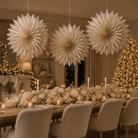 Festive Cream Decorative Hanging Paper Snowflake - 60cm