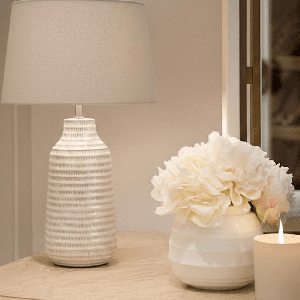 Alfama Neutral Ceramic Scratch Effect Table Lamp