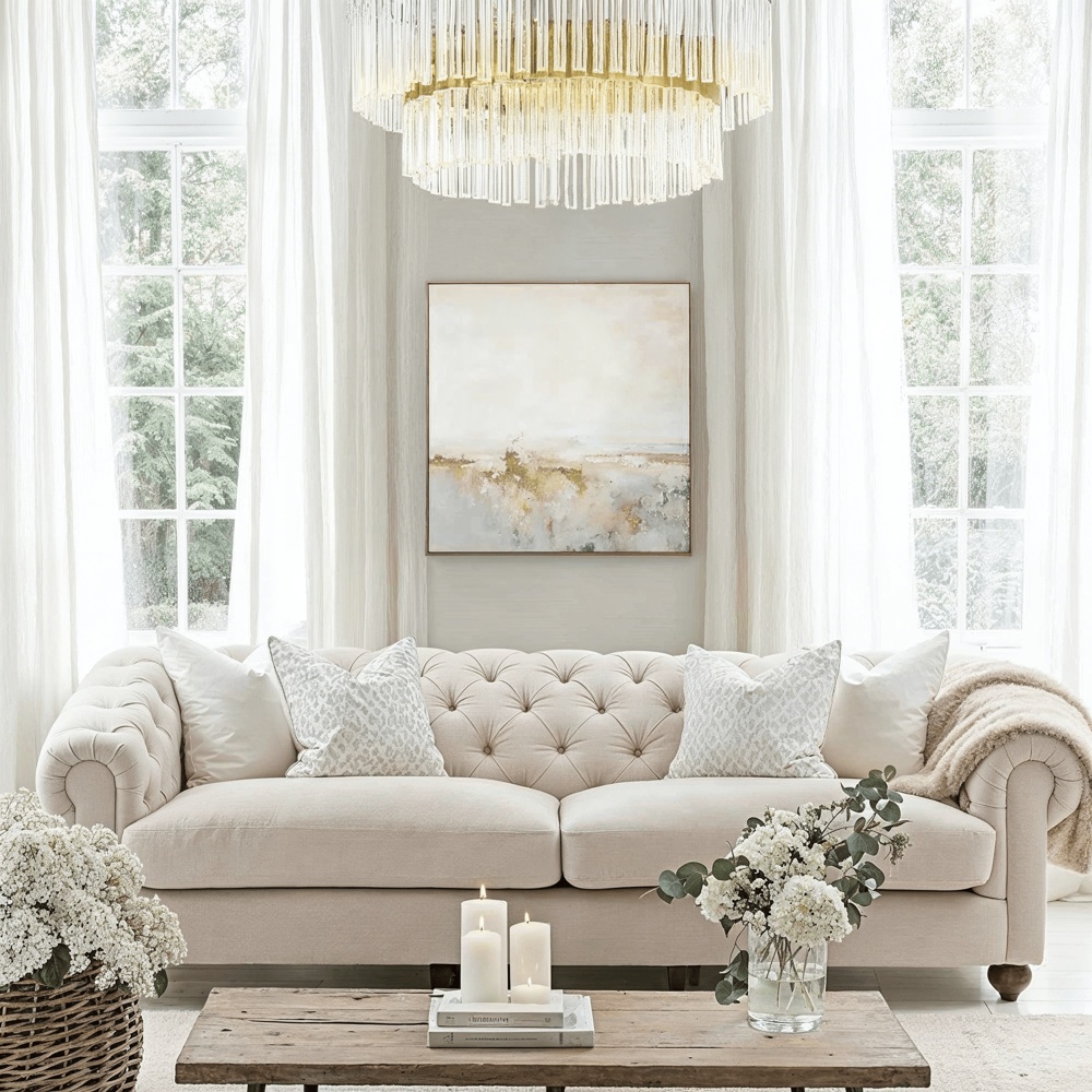 Tilda Oatmeal Chesterfield 4 Seater Sofa