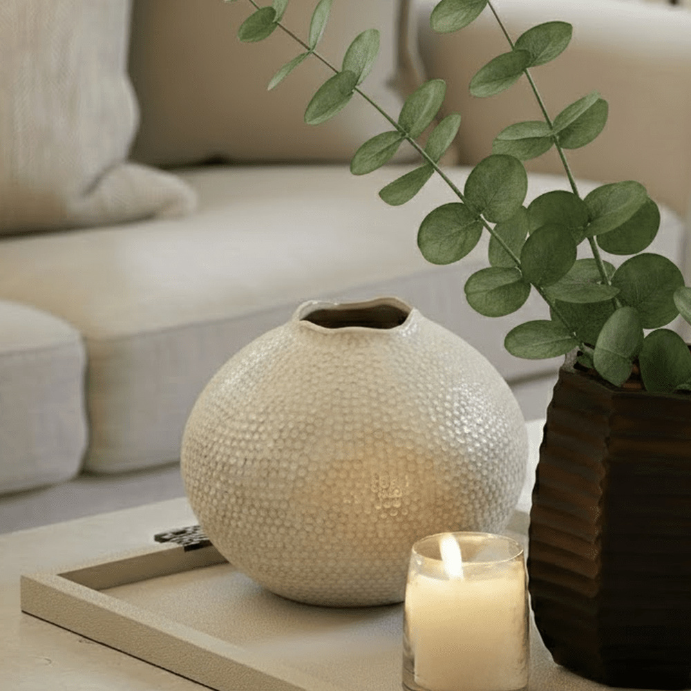 Janou Large Cream Mottled Vase