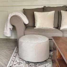 Velvet Pouffe Bean Bag - Cream