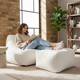 Jumbo Cord Large Snuggle Chair - Ivory