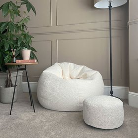Slouchbag Adult Beanbag & Footstool - Snug Boucle - Oat