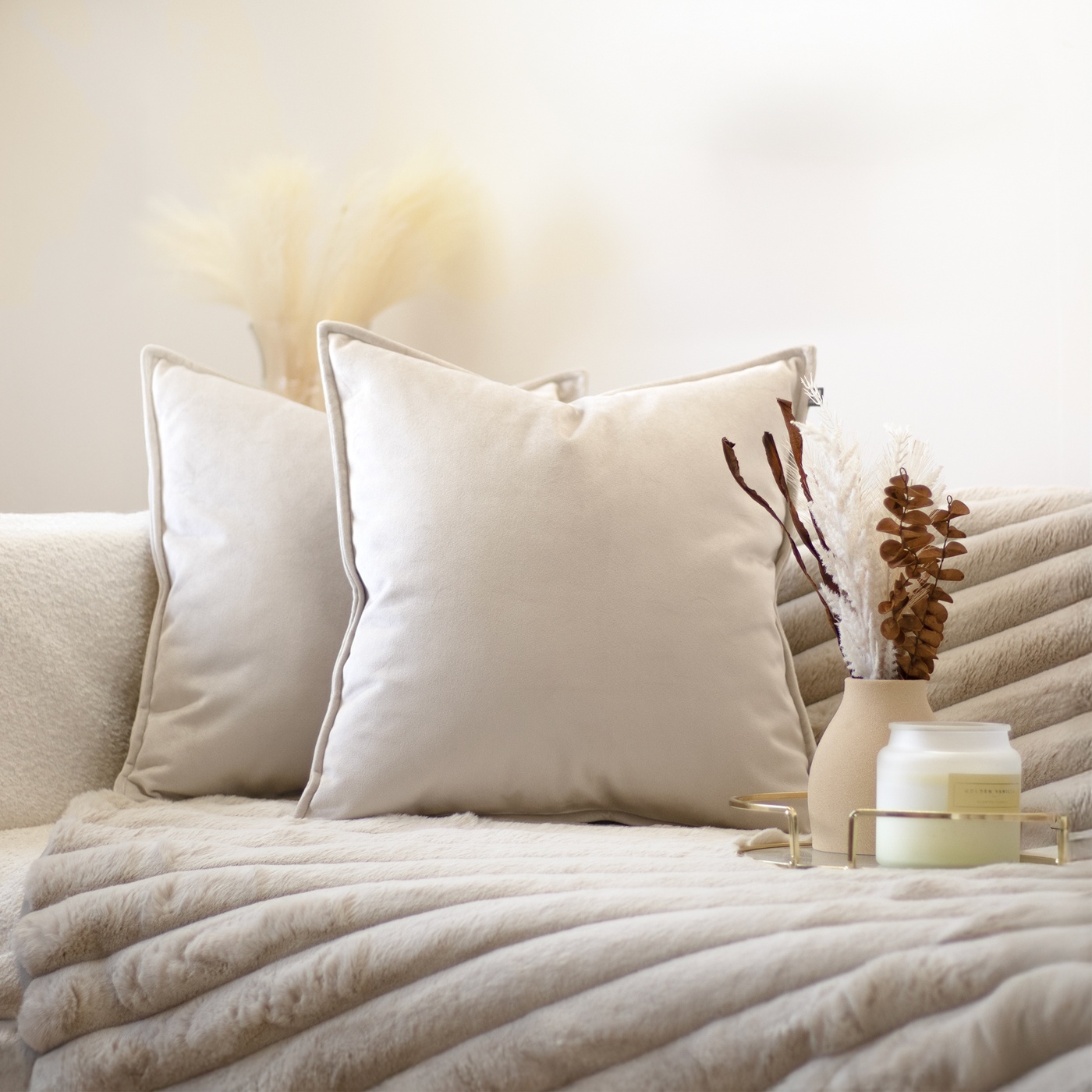 Velvet Cushion - Cream