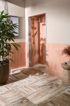 Ca' Pietra Elixir Oud Rose, Stone Glaze Petal, Ornamento Scallop & Hoxton Quartzite Slab (2)