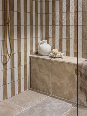 Ca' Pietra Oasis Veloute Tan & White And Riviera Limestone Tumbled