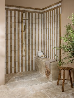 Ca' Pietra Oasis Veloute Tan & White And Riviera Limestone Tumbled