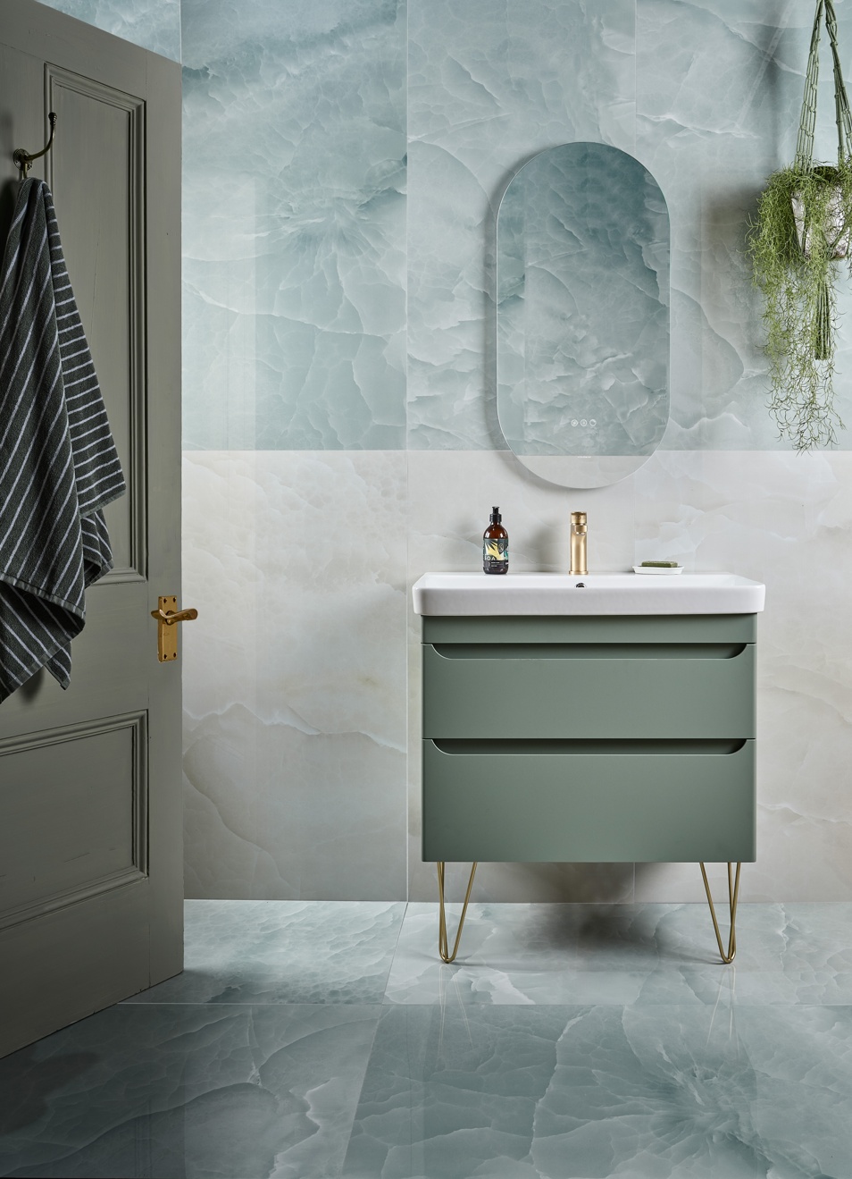 Ca' Pietra Illusion Porcelain Whisper Onyx Lagoon & Mist
