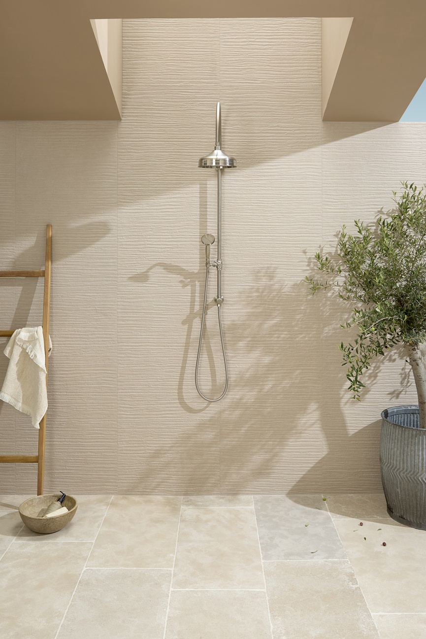 Ca' Pietra Plastercraft Porcelain Linea Mano Mink & Riviera Limestone Tumbled