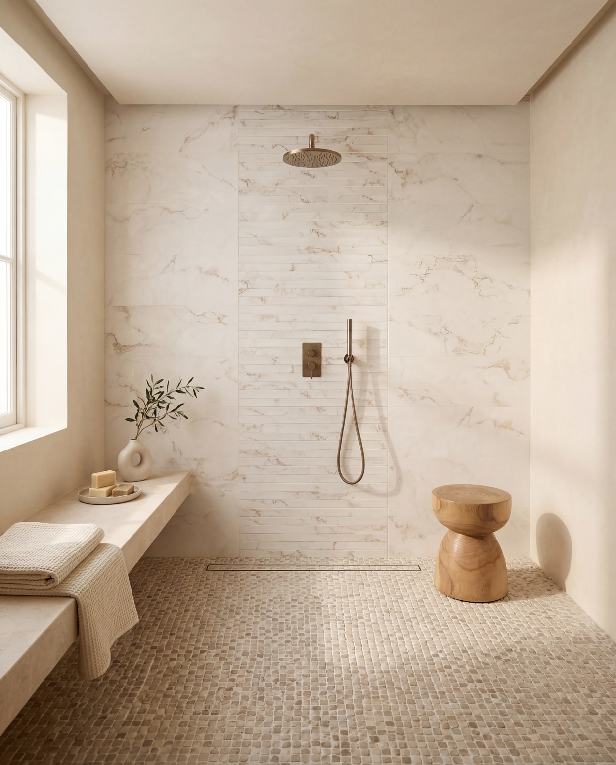 Ca' Pietra Enso Mosaic & Muscat Ceramic Song & Base Tile Wall