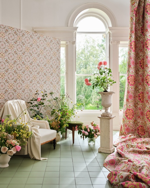 Sanderson X Ca' Pietra   Anthos Pink & Plain Sage
