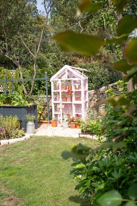Georgian Tall Wall Greenhouse with Auto Vent - (Image Credit: @floraldaysintheshires)