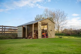 Timberdale 8×10 Apex Shed  Double Door  4 Windows  1 Opening  With Lean-To