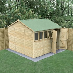 Timberdale 10×10 Reverse Apex Shed  Double Door - 4 Window  1 Opening