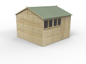 Timberdale 10×10 Reverse Apex Shed  Double Door - 4 Window  1 Opening