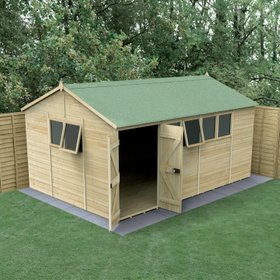 Timberdale 15×10 Reverse Apex Shed  Double Door  6 Window  2 Opening