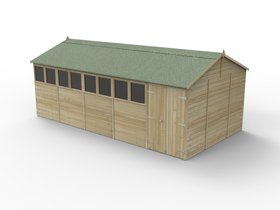 Timberdale 20 x 10 Reverse Apex Shed  Double Door  8 Window  1 Opening