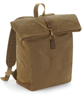WILD ISLE WAXED CANVAS ROLL TOP BAG - SAND