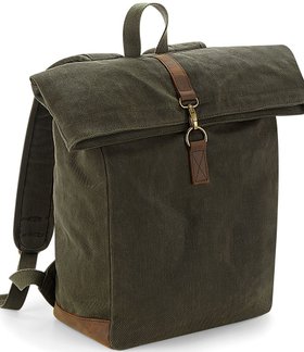 WAXED CANVAS ROLL TOP BAG - MOSS