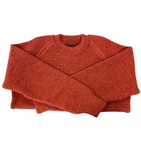Wild Isle Popcorn Stitch British Wool Jumper Burnt Orange