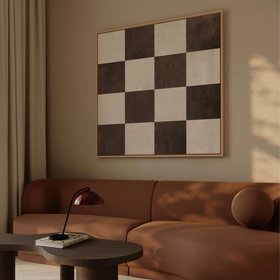 Checkered Square Framed Canvas - Espresso