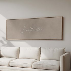 How Lucky Are We Framed Canvas - Beige / Panoramic