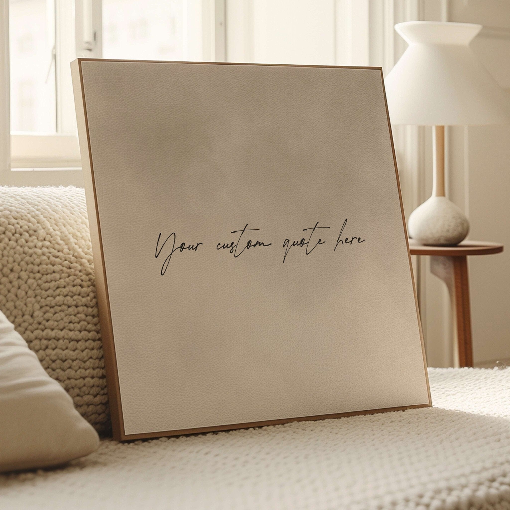 Custom Quote Framed Canvas - Beige / Square