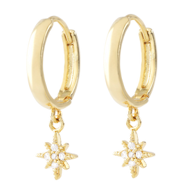 Tiny Star Charm Huggie Hoop Earrings in Gold