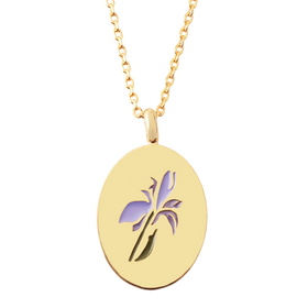Enamel Birth Flower Necklace in Gold