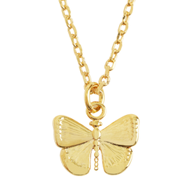 Tiny Butterfly Pendant Necklace in Gold