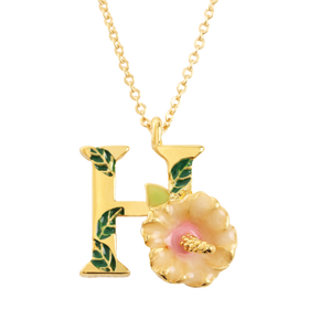 Floral Initial Necklace in Gold