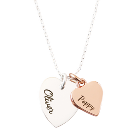 Personalised Double Heart Charm Necklace