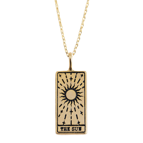 Gold The Sun Tarot Card Pendant Necklace