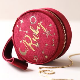 Personalised Starry Night Velvet Round Jewellery Case
