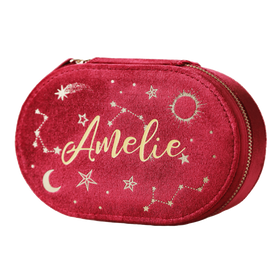 Personalised Starry Night Velvet Oval Jewellery Case