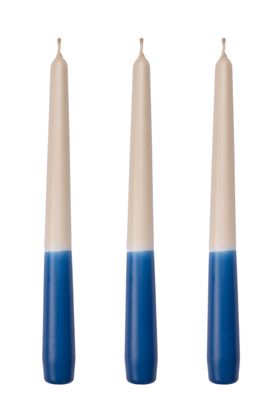 Navy blue dip dye taper dinner candle trio