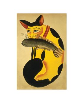 V&A Cat With Fish Mounted Print £12.50