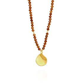 Orange garnet teardrop pendant necklace by Mounir