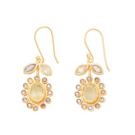 Prehnite and labradorite flower earrings by Carousel Jewels