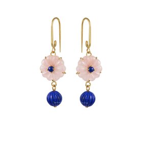 Morganite flower hook earrings by Turquoise Mountain
