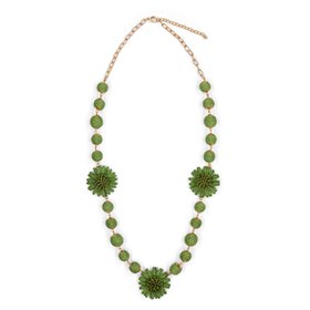 Green raffia flower necklace