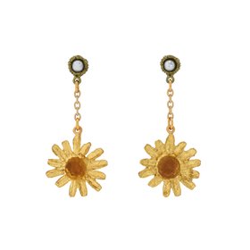 Yellow daisy drop earrings by Michael Michaud
