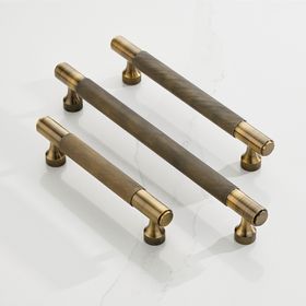 Brass Knurled Cabinet Handles in Antique Gold