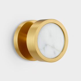 Brass and White Terrazzo Mortice Door Knob in Gold